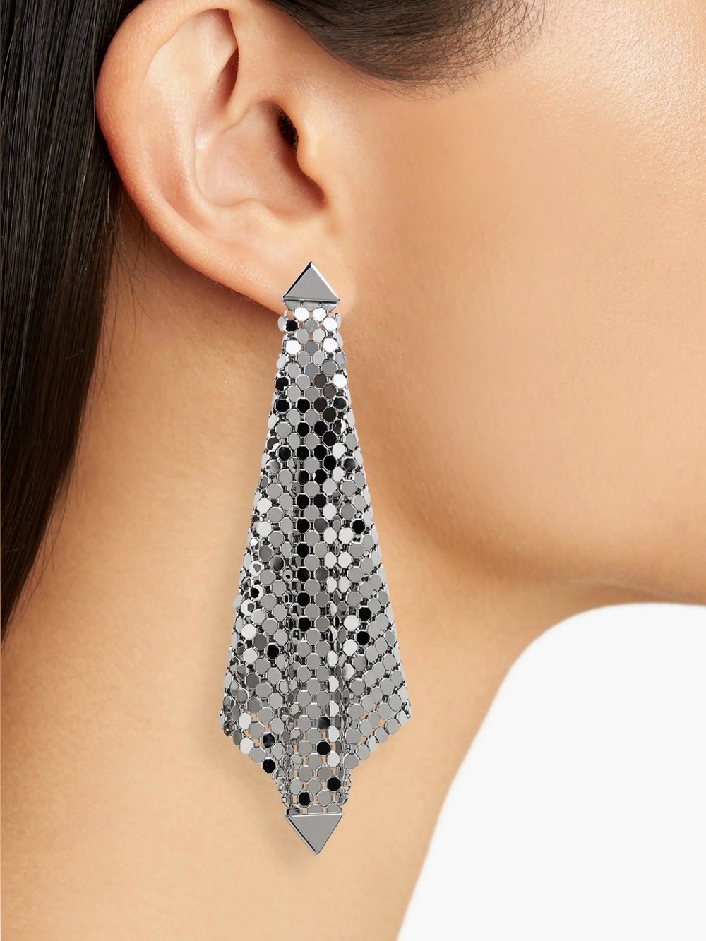 Paco Rabanne Silver Mesh Dangle Earrings